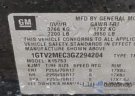 2016 GMC Sierra 1500 Sle z USA, uszkodzony, nr VIN 1GTV2MEC3GZ294204